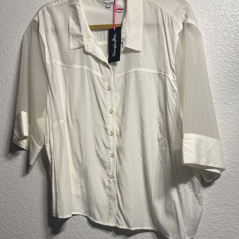 Simply Be Cream Button-Down Shirt